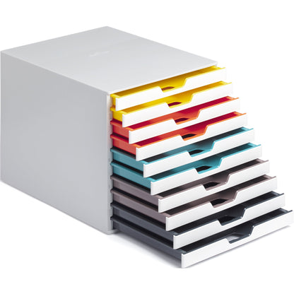 DURABLE Schubladenbox VARICOLOR® MIX 10 10 Schubladen DIN A4, DIN C4, Folio, Letter ABS Kunststoff/Polystyrol Gehäusefarbe: weiß Farbe der Schublade: weiß/mehrfarbig