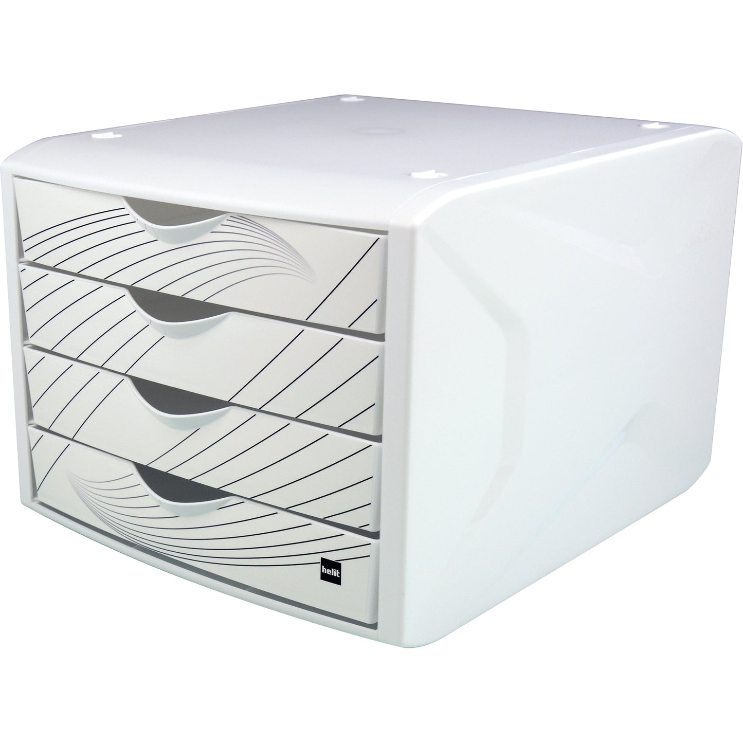 helit Schubladenbox the chameleon 4 Schubladen DIN A4, DIN C4 Polypropylen Gehäusefarbe: weiß Farbe der Schublade: weiß