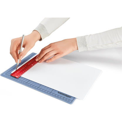 transotype Schneidelineal PRO 30cm ohne mm-Facette auf beiden Seiten Aluminium rot