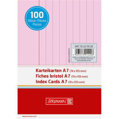 BRUNNEN Karteikarte DIN A7 quer liniert rot 100 St./Pack.