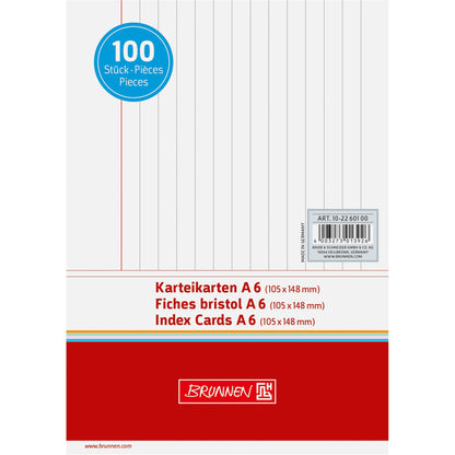 BRUNNEN Karteikarte DIN A6 quer liniert weiß 100 St./Pack.