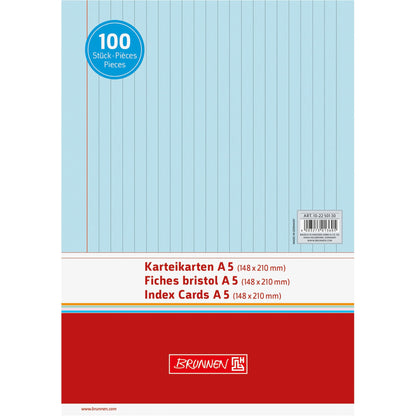 BRUNNEN Karteikarte DIN A5 quer liniert blau 100 St./Pack.