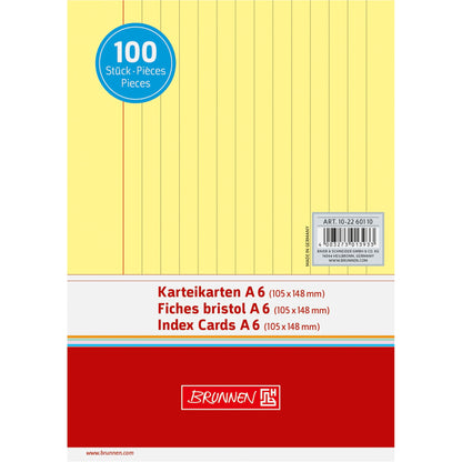 BRUNNEN Karteikarte DIN A6 quer liniert gelb 100 St./Pack.