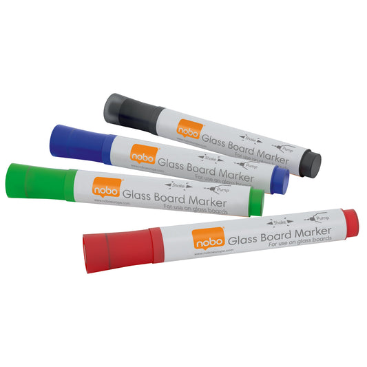 Nobo® Glasboardmarker 3mm farbig sortiert Rundspitze 4 St./Pack.
