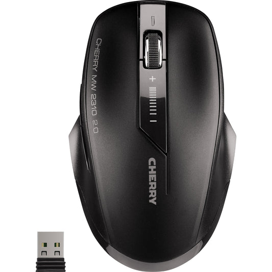 CHERRY Optische PC Maus MW 2310 Links- und Rechtshänder nicht ergonomisch USB-A 10m Batterie inkl. Nano-USB Funkempfänger schwarz