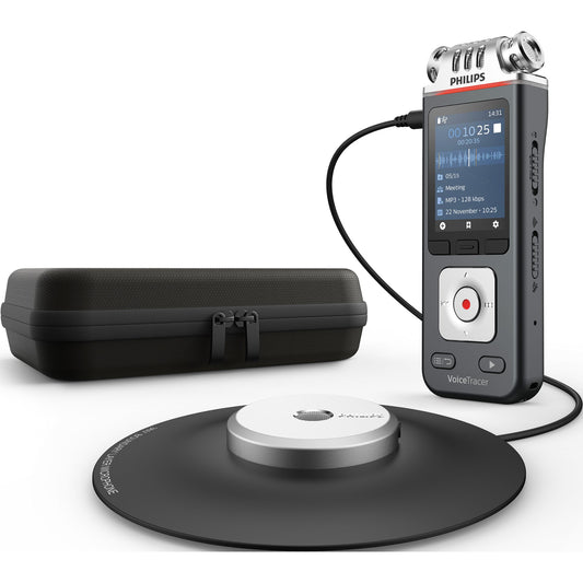 Philips Diktiergerät Digital VoiceTracer DVT8115 4,7 x 12,9 x 1,9 cm (B x H x T) 2.147 (MP3), 24 (PCM)h inkl. USB-C-Kabel, 360°-Meeting-Mikrofon anthrazit/chrom