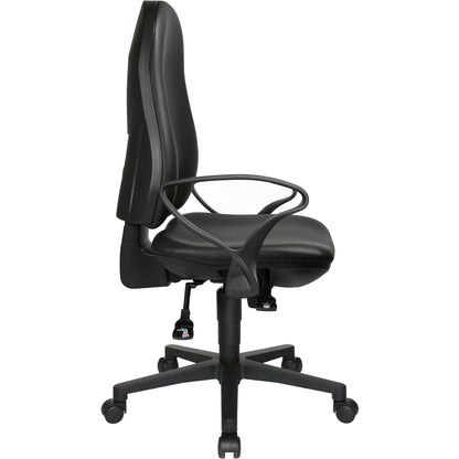TOPSTAR Bürodrehstuhl Support SY 42-55cm Synchronmechanik Rolle hart gebremst (für Teppichboden) Polyamid schwarz