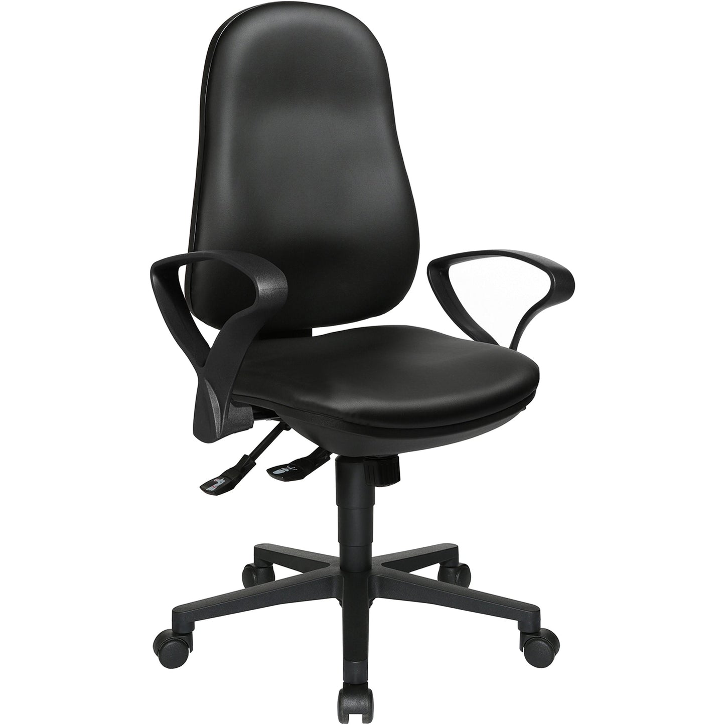 TOPSTAR Bürodrehstuhl Support SY 42-55cm Synchronmechanik Rolle hart gebremst (für Teppichboden) Polyamid schwarz