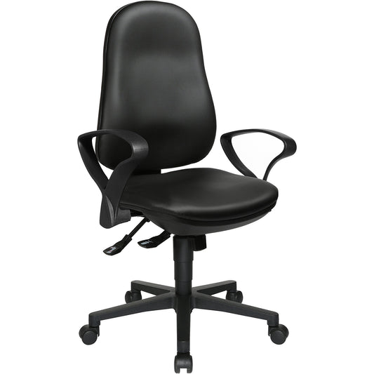 TOPSTAR Bürodrehstuhl Support SY 42-55cm Synchronmechanik Rolle hart gebremst (für Teppichboden) Polyamid schwarz