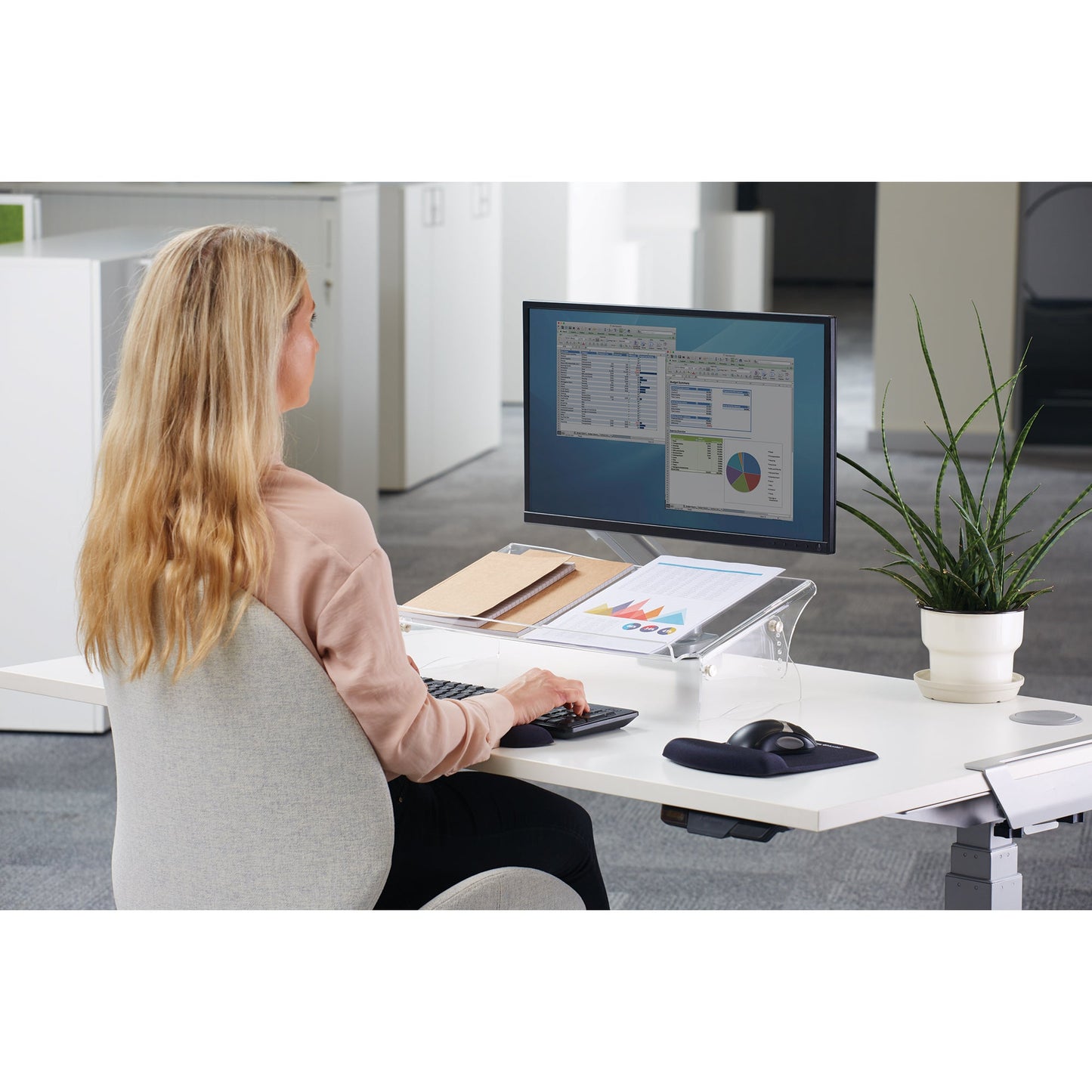 Fellowes® Konzepthalter ClarityT DIN A4, DIN A3 höhenverstellbar mit Neigungsverstellung Acryl transparent