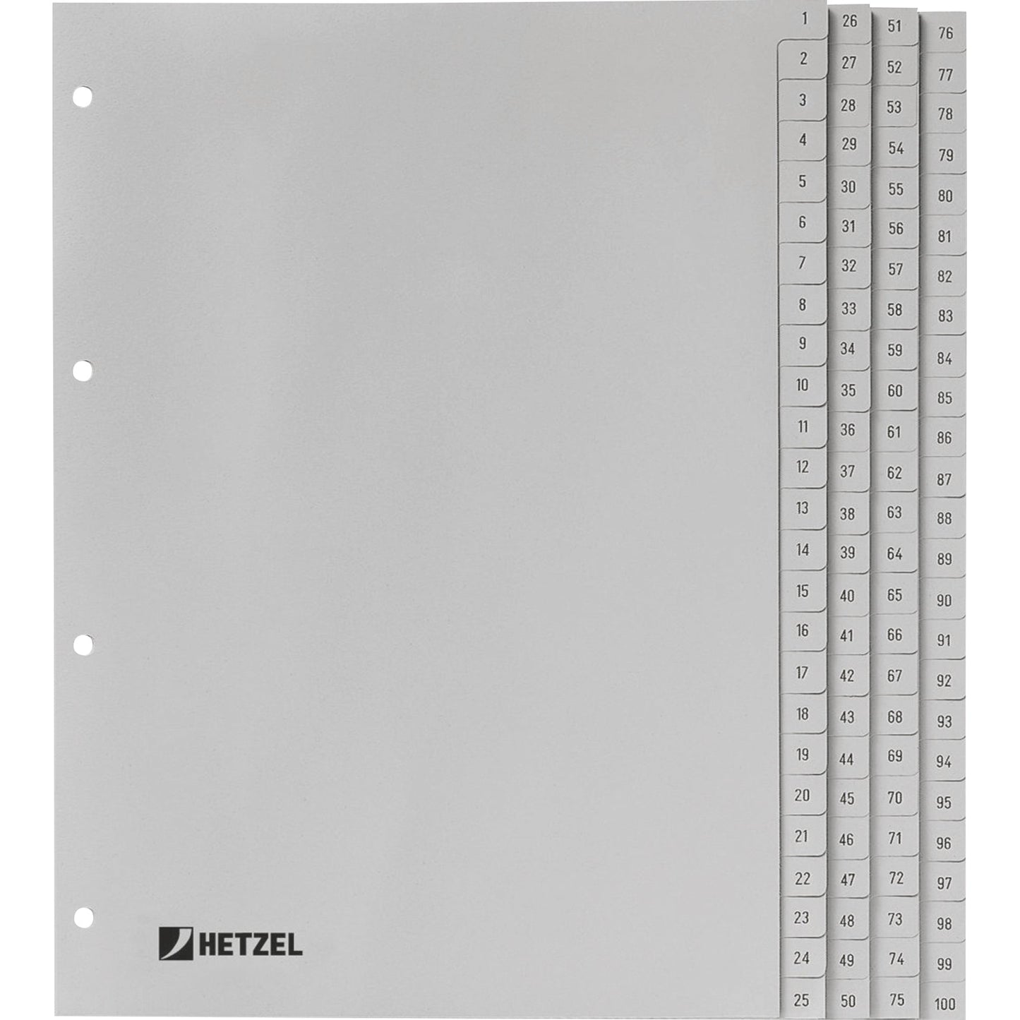 Hetzel Zahlenregister DIN A4 1-100 Polypropylen grau
