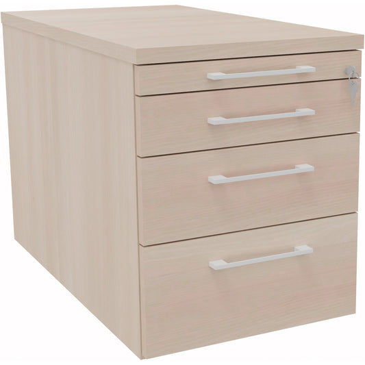 Rollcontainer 434 x 540 x 800 mm (B x H x T) 4 Schubladen Holz akazie hell