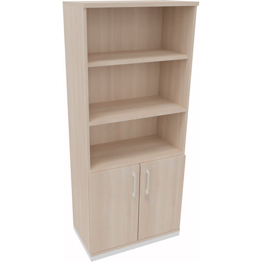 Regalschrank endless 800 x 1.869 x 442 mm (B x H x T) 3 Fachböden Flügeltüren ohne Rollen Holz akazie hell