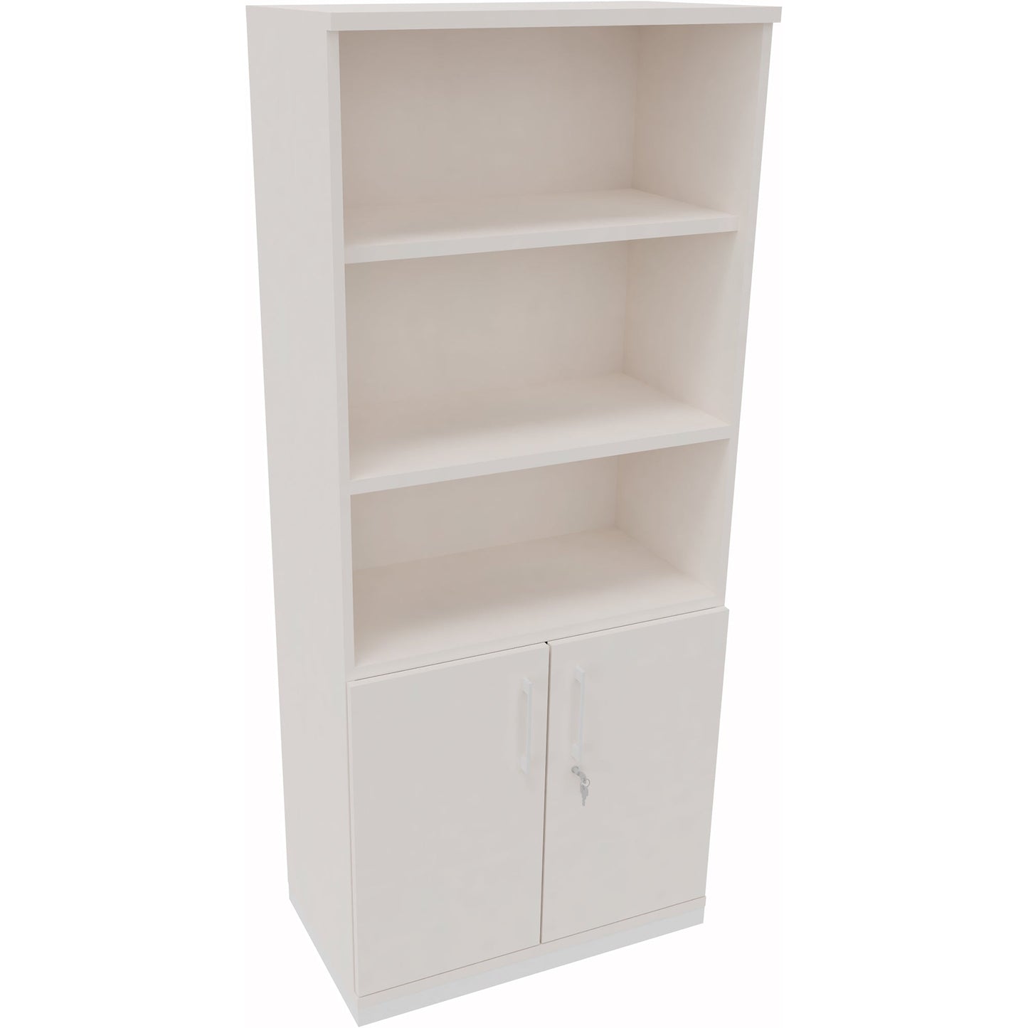 Regalschrank endless 800 x 1.869 x 442 mm (B x H x T) 3 Fachböden Flügeltüren ohne Rollen Holz diamant weiß