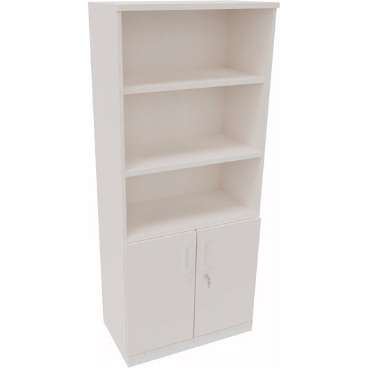Regalschrank endless 800 x 1.869 x 442 mm (B x H x T) 3 Fachböden Flügeltüren ohne Rollen Holz diamant weiß