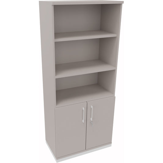 Regalschrank endless 800 x 1.869 x 442 mm (B x H x T) 3 Fachböden Flügeltüren ohne Rollen Holz lichtgrau