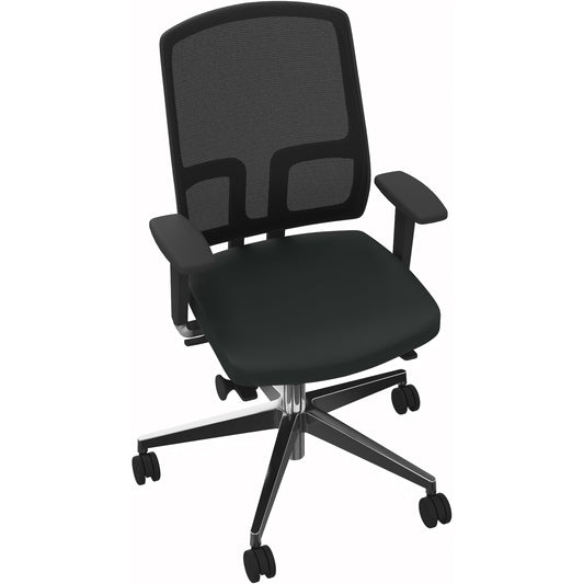 Bürodrehstuhl NetGo 40,5-52,5cm Synchronmechanik Rolle hart gebremst (für Teppichboden) Aluminium schwarz