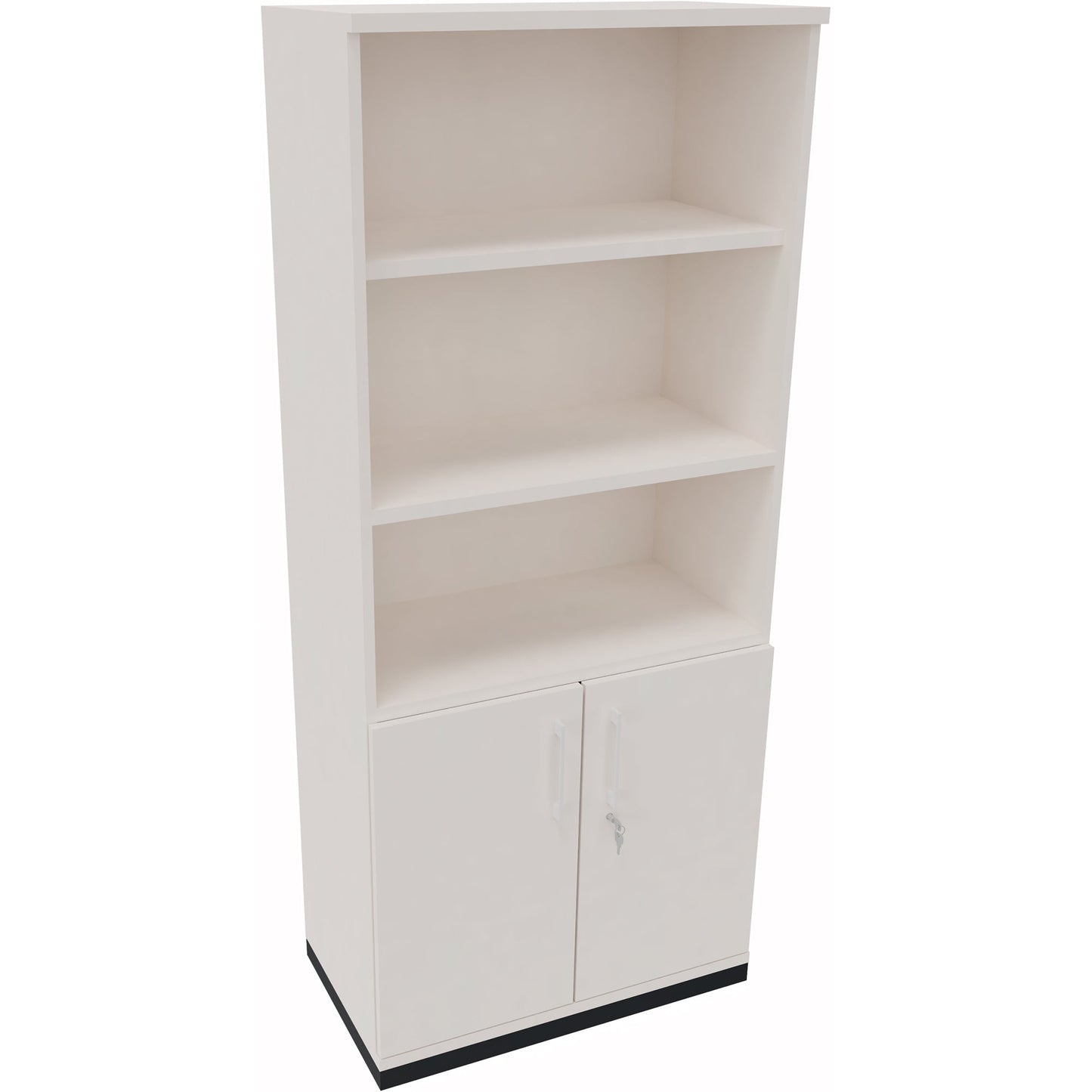 Regalschrank endless 800 x 1.869 x 442 mm (B x H x T) 3 Fachböden Flügeltüren ohne Rollen Holz diamant weiß