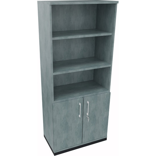 Regalschrank endless 800 x 1.869 x 442 mm (B x H x T) 3 Fachböden Flügeltüren ohne Rollen Holz beton hell