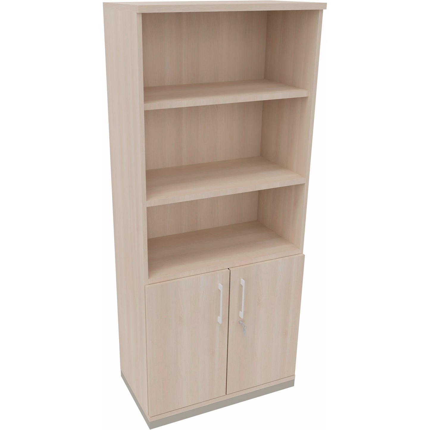 Regalschrank endless 800 x 1.869 x 442 mm (B x H x T) 3 Fachböden Flügeltüren ohne Rollen Holz akazie hell