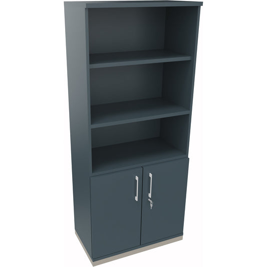 Regalschrank endless 800 x 1.869 x 442 mm (B x H x T) 3 Fachböden Flügeltüren ohne Rollen Holz lavagrau