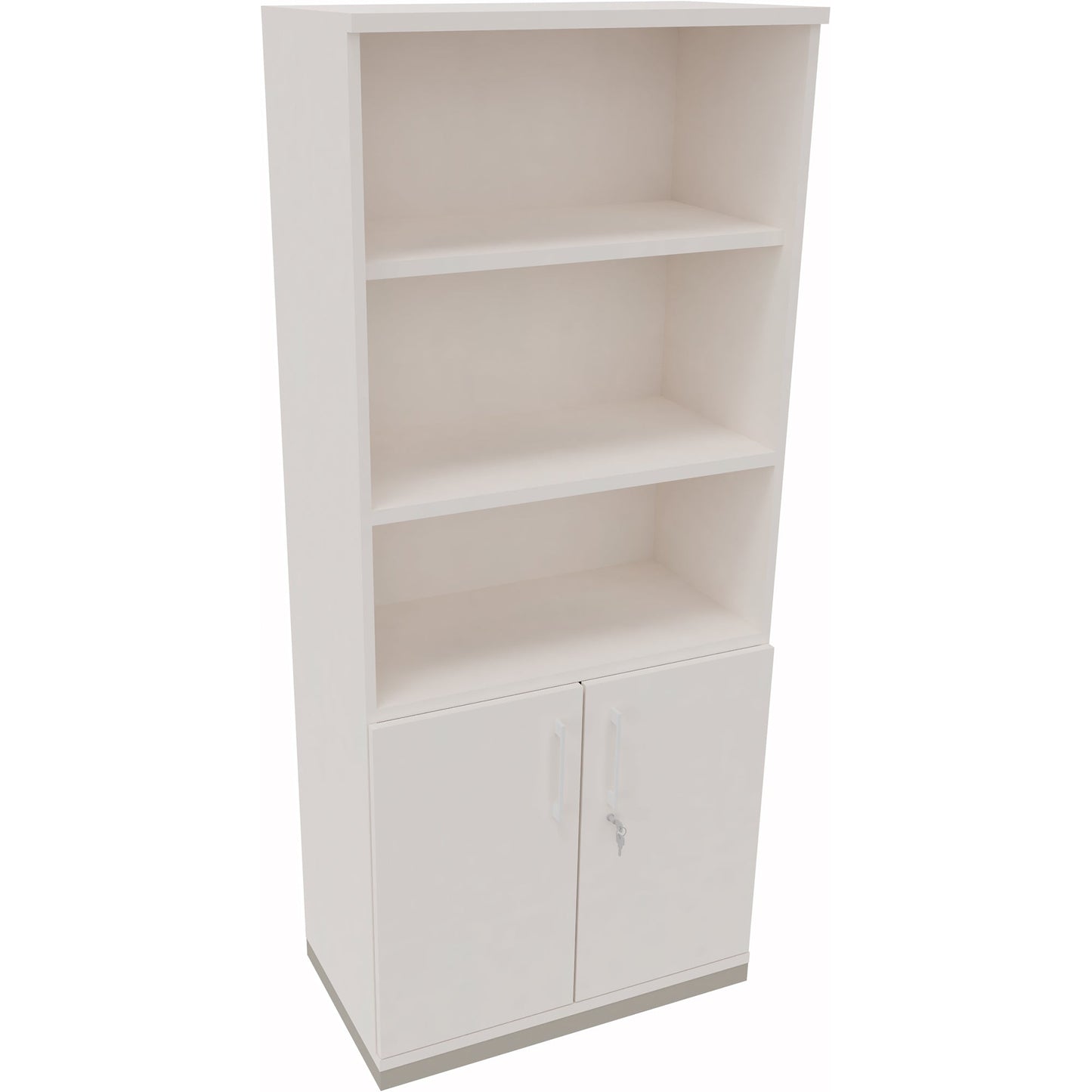 Regalschrank endless 800 x 1.869 x 442 mm (B x H x T) 3 Fachböden Flügeltüren ohne Rollen Holz diamant weiß