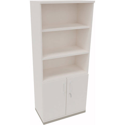 Regalschrank endless 800 x 1.869 x 442 mm (B x H x T) 3 Fachböden Flügeltüren ohne Rollen Holz diamant weiß