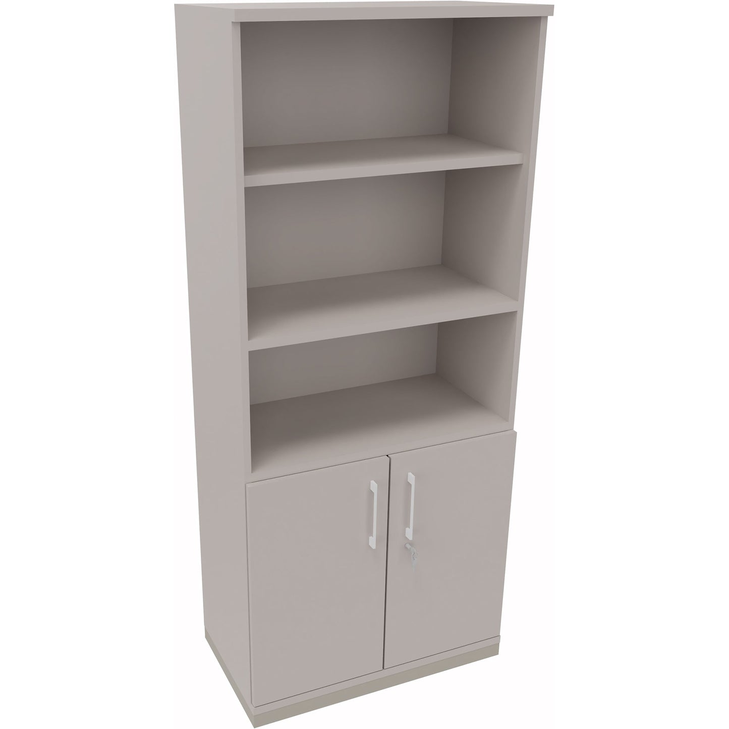 Regalschrank endless 800 x 1.869 x 442 mm (B x H x T) 3 Fachböden Flügeltüren ohne Rollen Holz lichtgrau