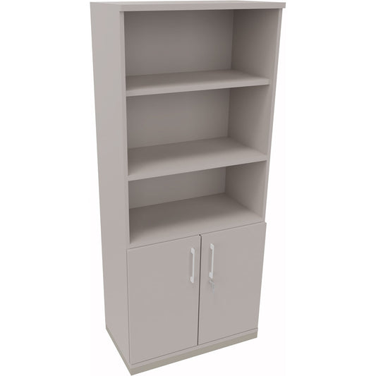 Regalschrank endless 800 x 1.869 x 442 mm (B x H x T) 3 Fachböden Flügeltüren ohne Rollen Holz lichtgrau