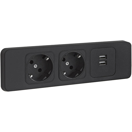 Einbau-Steckdosenleiste Orgacontainer 2 Steckdosen 2 USB Ports
