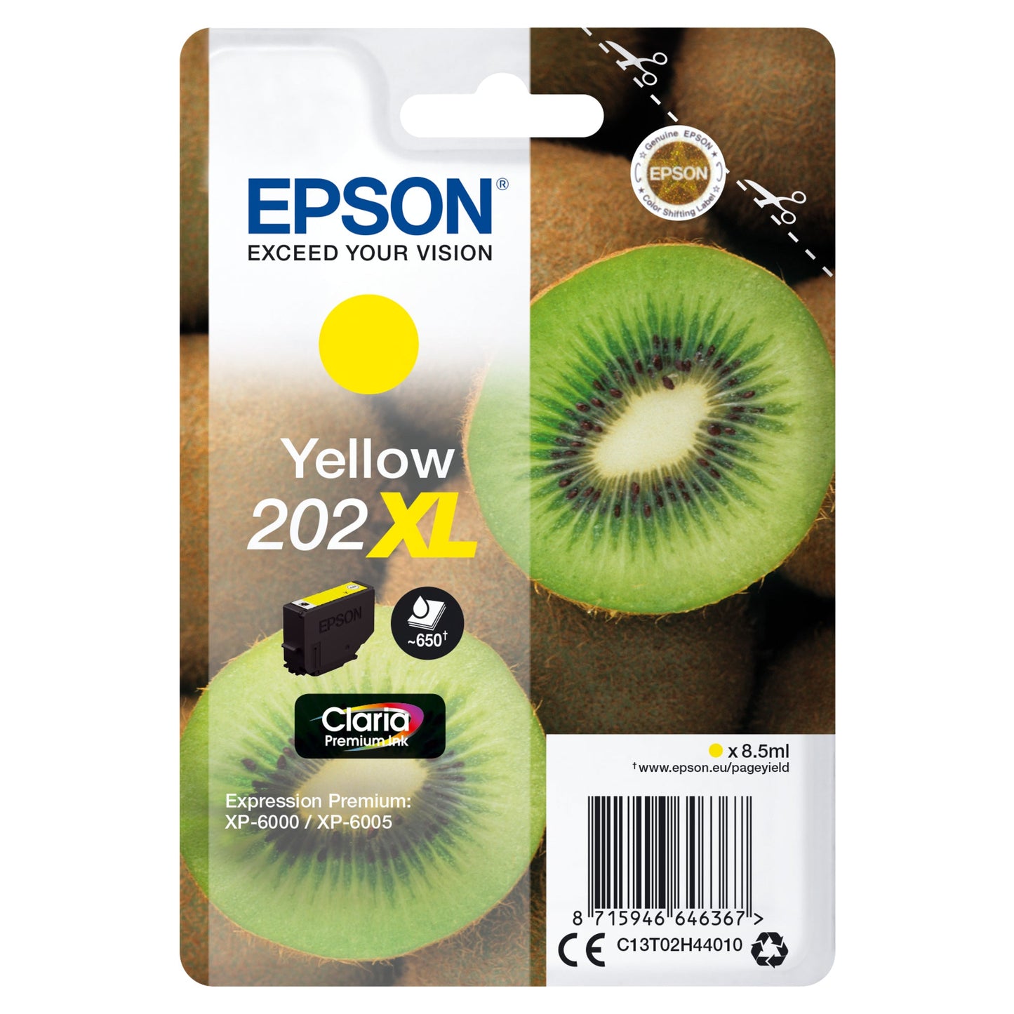 Epson Tintenpatrone Originalzubehör 202XL ca. 650 Seiten gelb 8,5ml