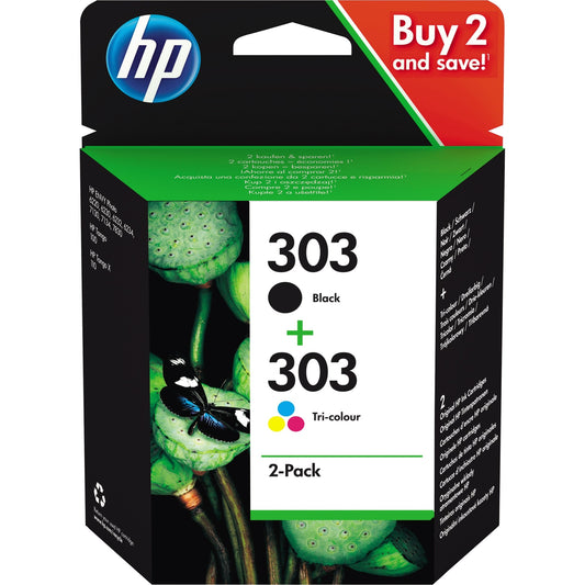HP Tintenpatrone Originalzubehör 303 ca. 200 Seiten schwarz, ca. 165 Seiten farbig schwarz, mehrfarbig 2 St./Pack.