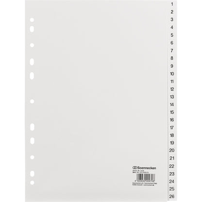 Soennecken Zahlenregister DIN A4 1-52 Polypropylen weiß