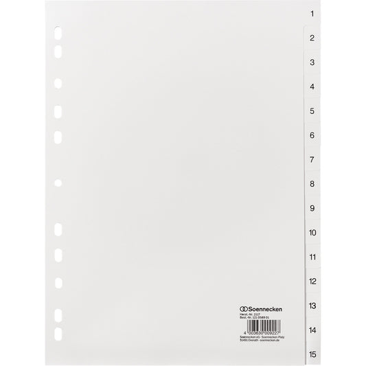 Soennecken Zahlenregister DIN A4 1-15 Polypropylen weiß