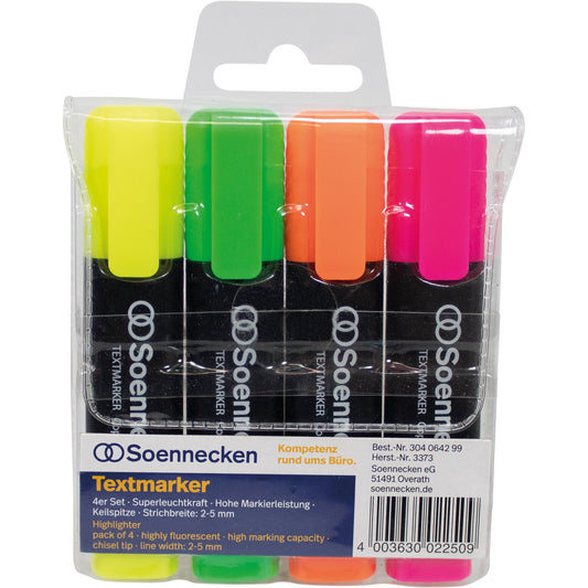Soennecken Textmarker 2-5mm farbig sortiert Keilspitze 4 St./Pack.