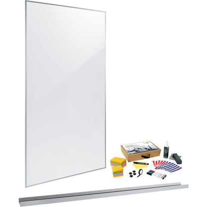 SIGEL Whiteboard Meet up Bundle Wall rail Maße der Oberfläche: 90 x 180 cm (B x H) Tafel magnethaftend beidseitig beschreibbar inkl. Wandschienensystem Meet up MU060, Moderationsbox Meet up MU251 Metall weiß