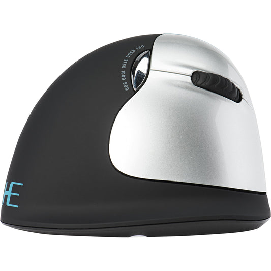 R-Go Tools Optische PC Maus HE Mouse Rechtshänder ergonomisch USB-A 8m Akku inkl. Ladekabel, Empfänger schwarz