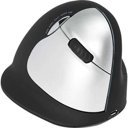 R-Go Tools Optische PC Maus HE Mouse Rechtshänder ergonomisch USB-A 8m Akku inkl. Ladekabel, Empfänger schwarz