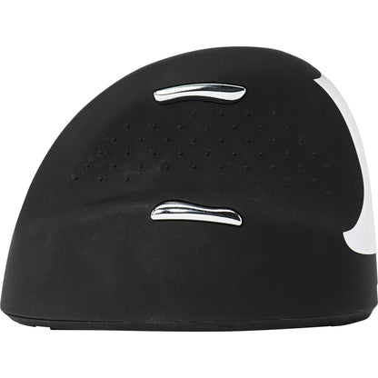 R-Go Tools Optische PC Maus HE Mouse Linkshänder ergonomisch USB-A 8m Akku inkl. Ladekabel, Empfänger schwarz