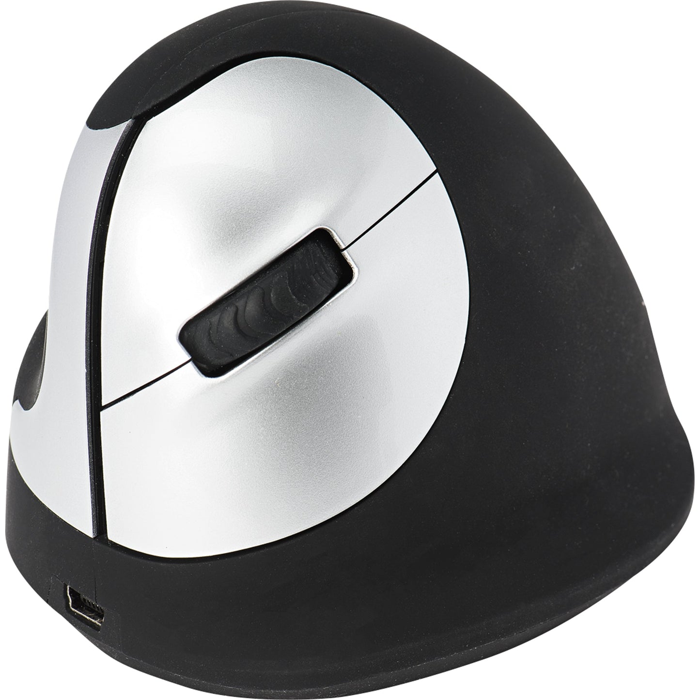 R-Go Tools Optische PC Maus HE Mouse Linkshänder ergonomisch USB-A 8m Akku inkl. Ladekabel, Empfänger schwarz
