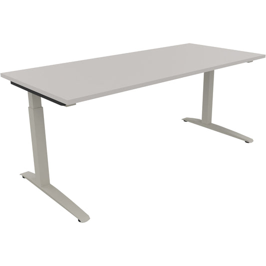 Schreibtisch all in one Maße: 1.800 x 650-850 x 800 mm (B x H x T) Holz lichtgrau
