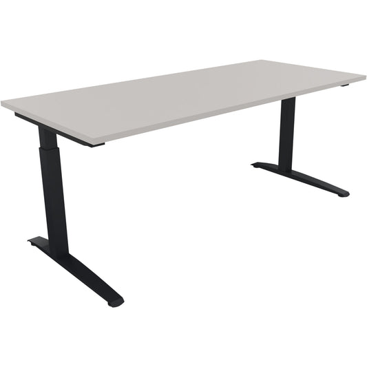 Schreibtisch all in one Maße: 1.800 x 650-850 x 800 mm (B x H x T) Holz lichtgrau