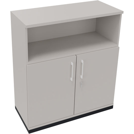 Regalschrank endless 1.000 x 1.133 x 442 mm (B x H x T) 1 Fachboden Flügeltüren ohne Rollen Holz lichtgrau