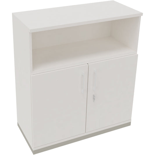 Regalschrank endless 1.000 x 1.133 x 442 mm (B x H x T) 1 Fachboden Flügeltüren ohne Rollen Holz diamant weiß