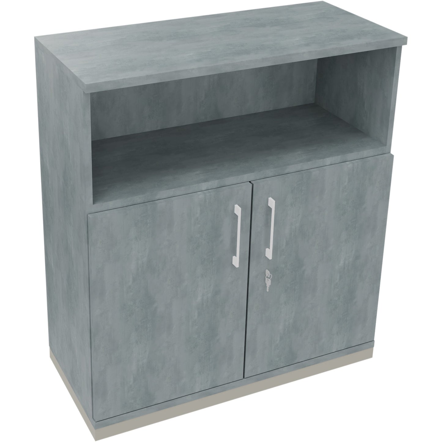Regalschrank endless 1.000 x 1.133 x 442 mm (B x H x T) 1 Fachboden Flügeltüren ohne Rollen Holz beton hell