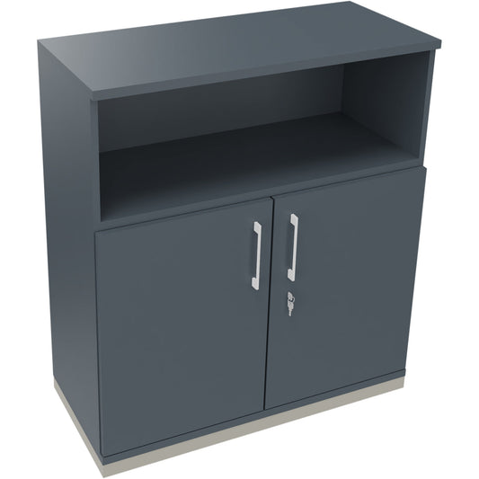 Regalschrank endless 1.000 x 1.133 x 442 mm (B x H x T) 1 Fachboden Flügeltüren ohne Rollen Holz lavagrau