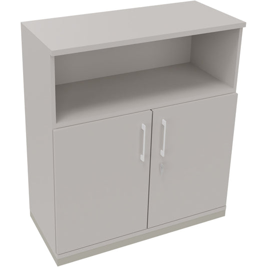 Regalschrank endless 1.000 x 1.133 x 442 mm (B x H x T) 1 Fachboden Flügeltüren ohne Rollen Holz lichtgrau