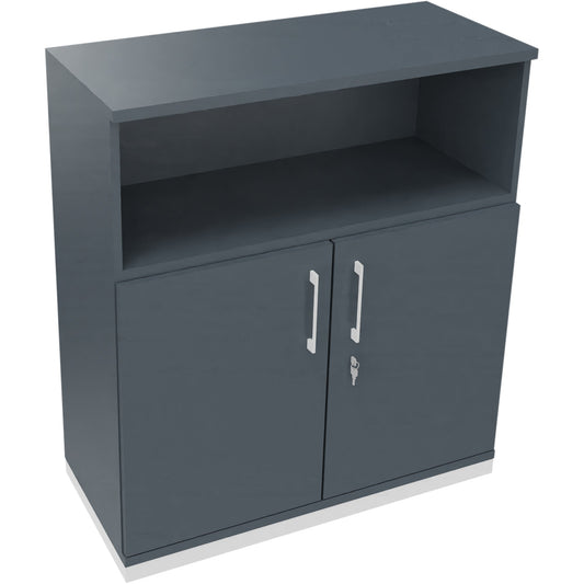 Regalschrank endless 1.000 x 1.133 x 442 mm (B x H x T) 1 Fachboden Flügeltüren ohne Rollen Holz lavagrau