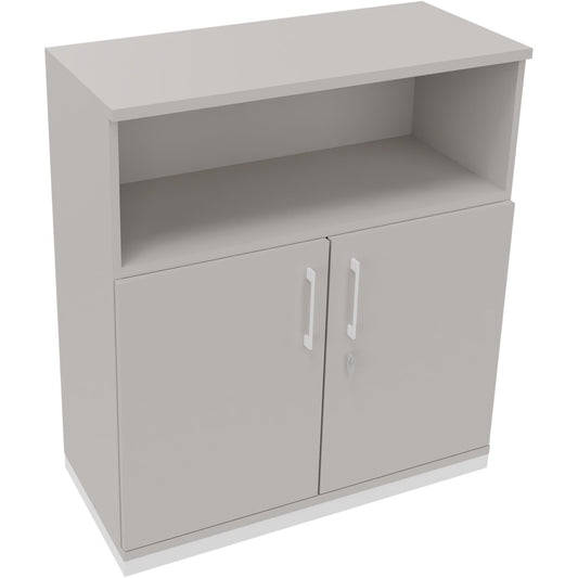 Regalschrank endless 1.000 x 1.133 x 442 mm (B x H x T) 1 Fachboden Flügeltüren ohne Rollen Holz lichtgrau