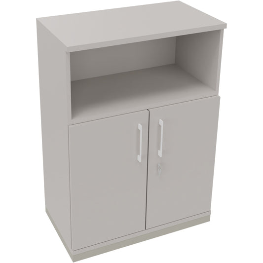Regalschrank endless 800 x 1.133 x 442 mm (B x H x T) 1 Fachboden Flügeltüren ohne Rollen Holz lichtgrau